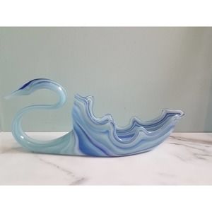 ☆Beautiful Art Glass Hand Blown Sooner Swan Vase/ Basket